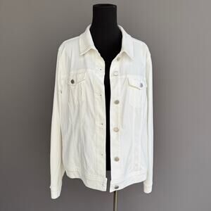Womens Liverpool white stretch denim jacket - jean jacket - size XL